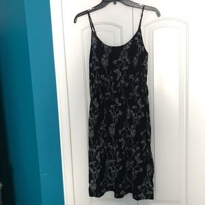 Floral black and white midi dress